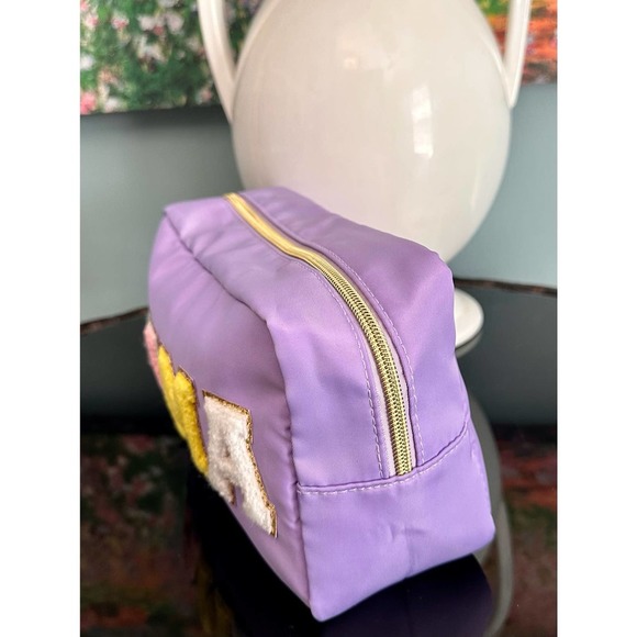 PREPPY Mama Cosmetic Toiletry Bag Chenille Letter Patch Nylon Zip Travel - Picture 4 of 7